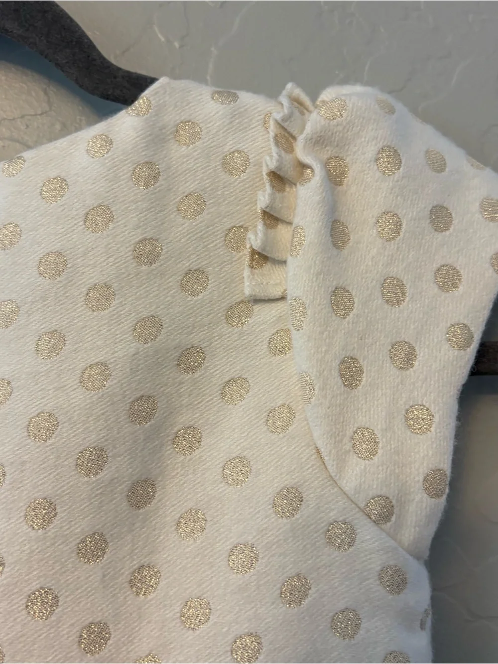 Janie and Jack ivory and gold shimmer polka dot ruffled holiday dress size 8